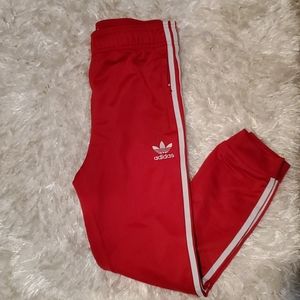 Boys Red Adidas Joggers